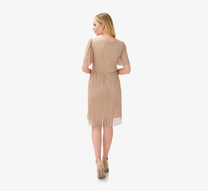 Adrianna Papell Metallic Knit Front Tie Cocktail Dress In Champagne Gold Champagne Gold Women Cocktail Dresses Adrianna Papell Metallic Knit Front Tie Cocktail Dress In Champagne Gold Champagne Gold Women Cocktail Dresses