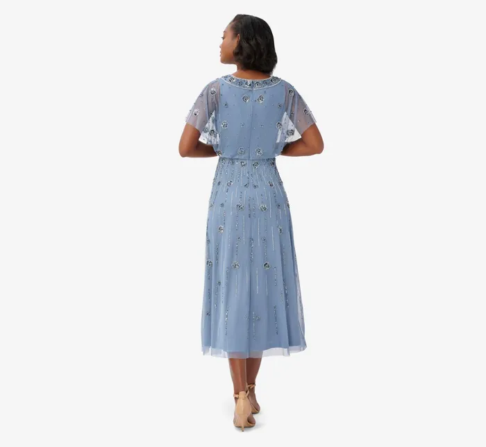 Adrianna Papell Plus Size Floral HandBeaded AnkleLength Blouson Dress In Vintage Blue Vintage Blue Women Floral Dresses Adrianna Papell Plus Size Floral HandBeaded AnkleLength Blouson Dress In Vintage Blue Vintage Blue Women Floral Dresses