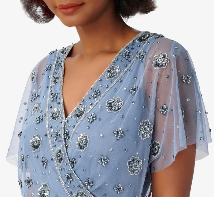 Adrianna Papell Plus Size Floral HandBeaded AnkleLength Blouson Dress In Vintage Blue Vintage Blue Women Floral Dresses Adrianna Papell Plus Size Floral HandBeaded AnkleLength Blouson Dress In Vintage Blue Vintage Blue Women Floral Dresses