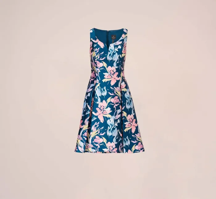 Adrianna Papell Plus Size Floral Print Mikado Short High Low FitAndFlare Dress In Navy Multi Navy Multi Women Short Dresses Adrianna Papell Plus Size Floral Print Mikado Short High Low FitAndFlare Dress In Navy Multi Navy Multi Women Short Dresses