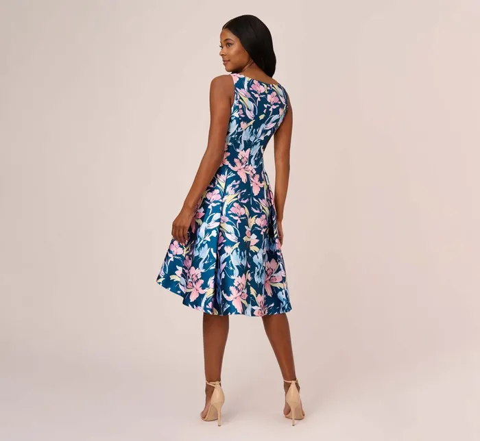 Adrianna Papell Plus Size Floral Print Mikado Short High Low FitAndFlare Dress In Navy Multi Navy Multi Women Short Dresses Adrianna Papell Plus Size Floral Print Mikado Short High Low FitAndFlare Dress In Navy Multi Navy Multi Women Short Dresses