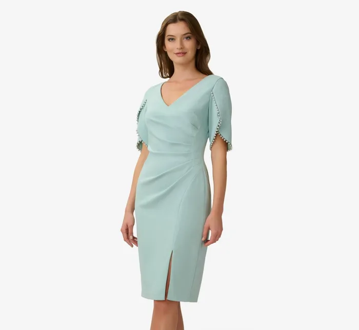 Adrianna Papell Plus Size Pearl Embellished Knit Crepe Sheath Dress In Cloudy Aqua Cloudy Aqua Women Day Dresses Adrianna Papell Plus Size Pearl Embellished Knit Crepe Sheath Dress In Cloudy Aqua Cloudy Aqua Women Day Dresses