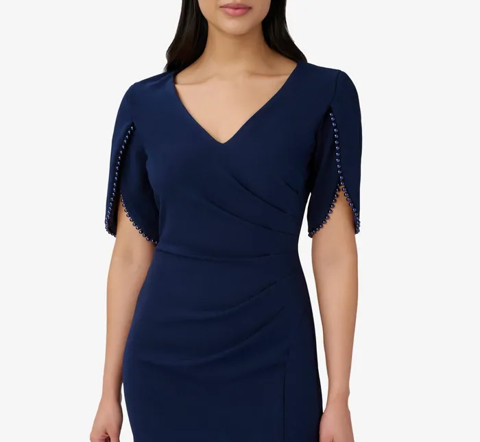Adrianna Papell Plus Size Pearl Embellished Knit Crepe Sheath Dress In Cloudy Aqua Cloudy Aqua Women Day Dresses Adrianna Papell Plus Size Pearl Embellished Knit Crepe Sheath Dress In Cloudy Aqua Cloudy Aqua Women Day Dresses