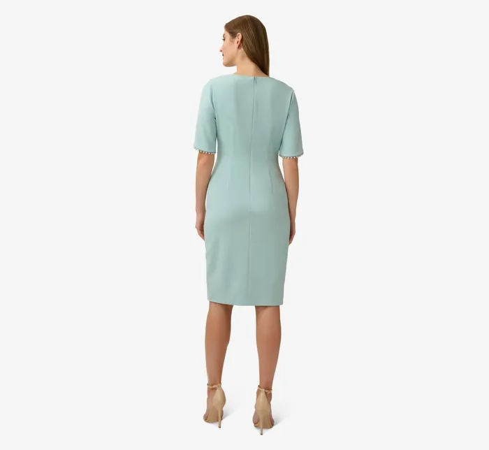 Adrianna Papell Plus Size Pearl Embellished Knit Crepe Sheath Dress In Cloudy Aqua Cloudy Aqua Women Day Dresses Adrianna Papell Plus Size Pearl Embellished Knit Crepe Sheath Dress In Cloudy Aqua Cloudy Aqua Women Day Dresses