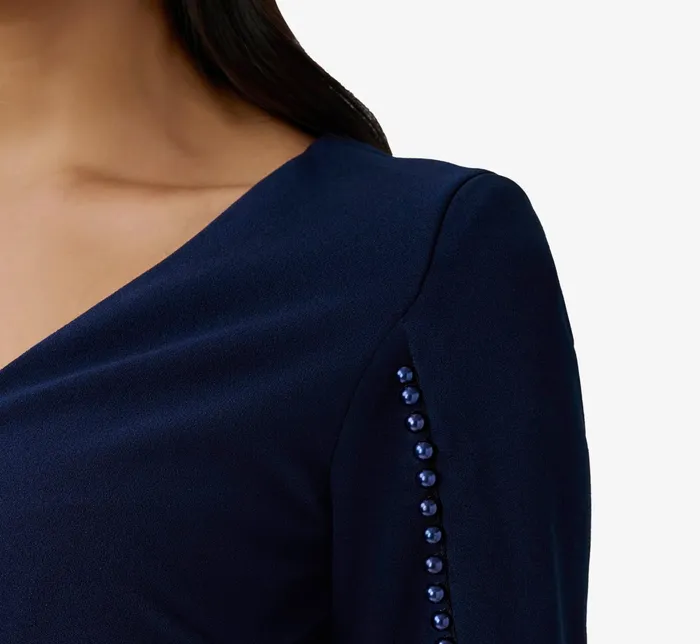 Adrianna Papell Plus Size Pearl Embellished Knit Crepe Sheath Dress In Cloudy Aqua Cloudy Aqua Women Day Dresses Adrianna Papell Plus Size Pearl Embellished Knit Crepe Sheath Dress In Cloudy Aqua Cloudy Aqua Women Day Dresses