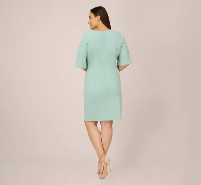 Adrianna Papell Plus Size Pearl Embellished Knit Crepe Sheath Dress In Cloudy Aqua Cloudy Aqua Women Day Dresses Adrianna Papell Plus Size Pearl Embellished Knit Crepe Sheath Dress In Cloudy Aqua Cloudy Aqua Women Day Dresses