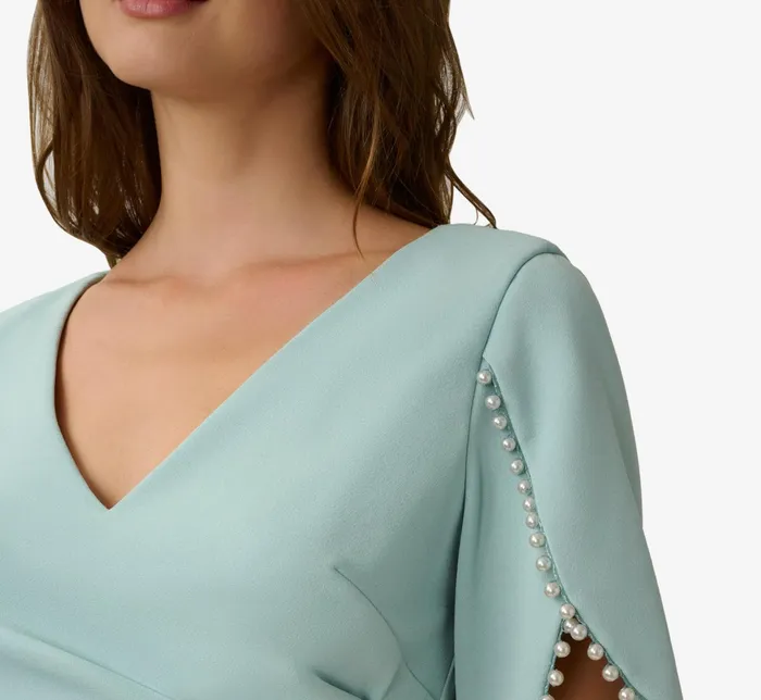 Adrianna Papell Plus Size Pearl Embellished Knit Crepe Sheath Dress In Cloudy Aqua Cloudy Aqua Women Day Dresses Adrianna Papell Plus Size Pearl Embellished Knit Crepe Sheath Dress In Cloudy Aqua Cloudy Aqua Women Day Dresses