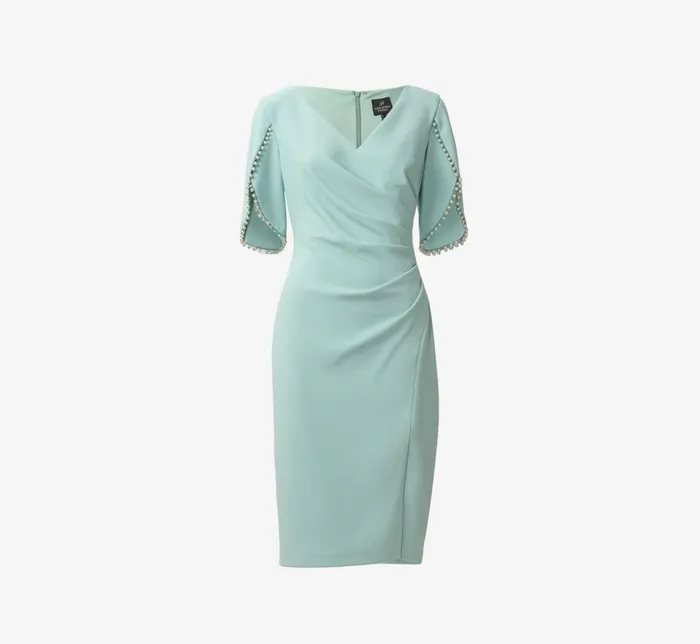 Adrianna Papell Plus Size Pearl Embellished Knit Crepe Sheath Dress In Cloudy Aqua Cloudy Aqua Women Day Dresses Adrianna Papell Plus Size Pearl Embellished Knit Crepe Sheath Dress In Cloudy Aqua Cloudy Aqua Women Day Dresses