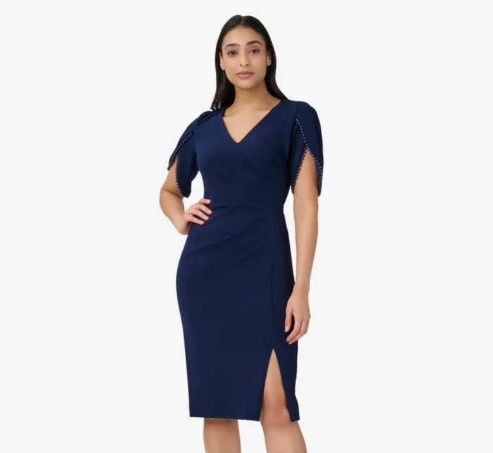 Adrianna Papell Plus Size Pearl Embellished Knit Crepe Sheath Dress In Cloudy Aqua Cloudy Aqua Women Day Dresses Adrianna Papell Plus Size Pearl Embellished Knit Crepe Sheath Dress In Cloudy Aqua Cloudy Aqua Women Day Dresses