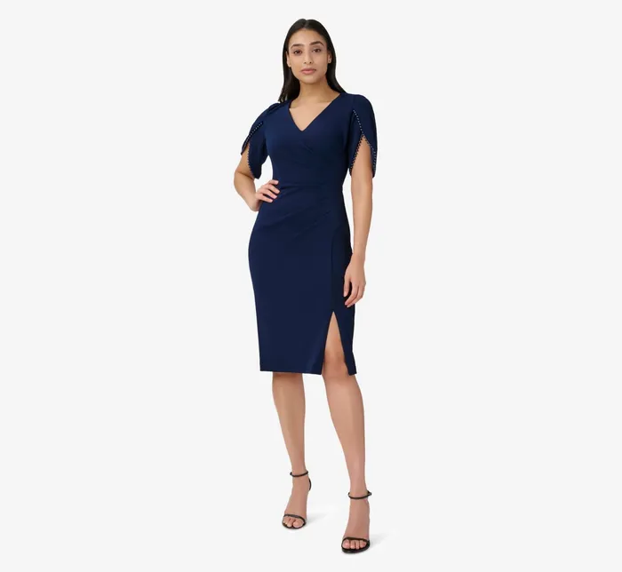 Adrianna Papell Plus Size Pearl Embellished Knit Crepe Sheath Dress In Cloudy Aqua Cloudy Aqua Women Day Dresses Adrianna Papell Plus Size Pearl Embellished Knit Crepe Sheath Dress In Cloudy Aqua Cloudy Aqua Women Day Dresses