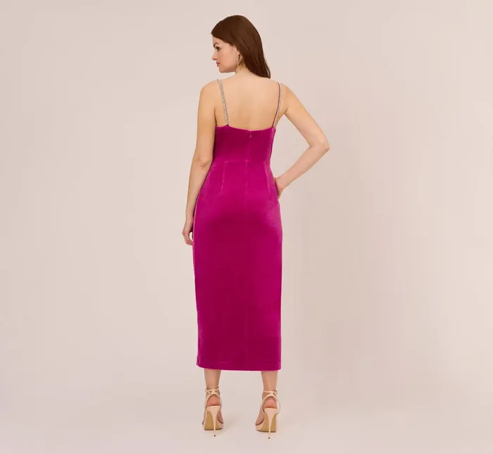 Adrianna Papell Velvet AnkleLength Wrap Gown With Stone Straps In Orchid Delight Orchid Delight Women Long Dresses Adrianna Papell Velvet AnkleLength Wrap Gown With Stone Straps In Orchid Delight Orchid Delight Women Long Dresses