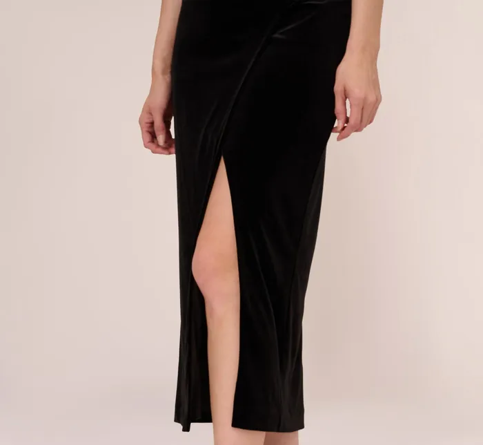 Adrianna Papell Velvet AnkleLength Wrap Gown With Stone Straps In Orchid Delight Orchid Delight Women Long Dresses Adrianna Papell Velvet AnkleLength Wrap Gown With Stone Straps In Orchid Delight Orchid Delight Women Long Dresses