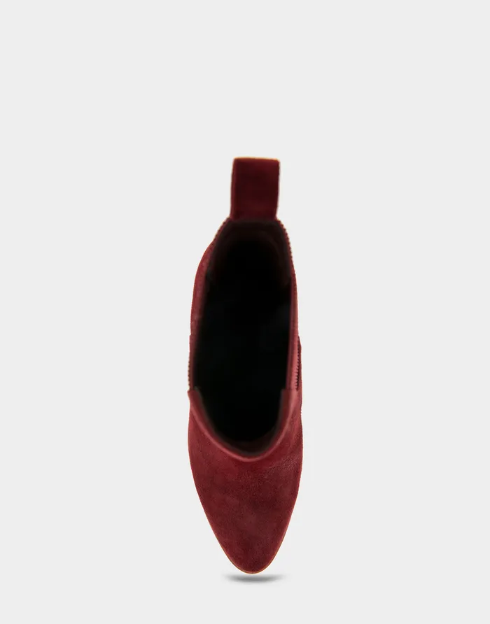 Aerosoles Ankle Boots Comfortable Gored Sculpted Wedge Crepe Heel Bootie In Burgundy Suede Suede 8211 Women
