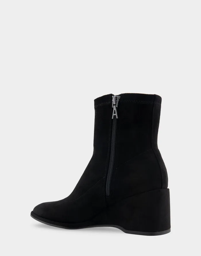 Aerosoles Ankle Boots Comfortable Stretch Ankle Sculpted Wedge Boot In Black Faux Suede 8211 Women