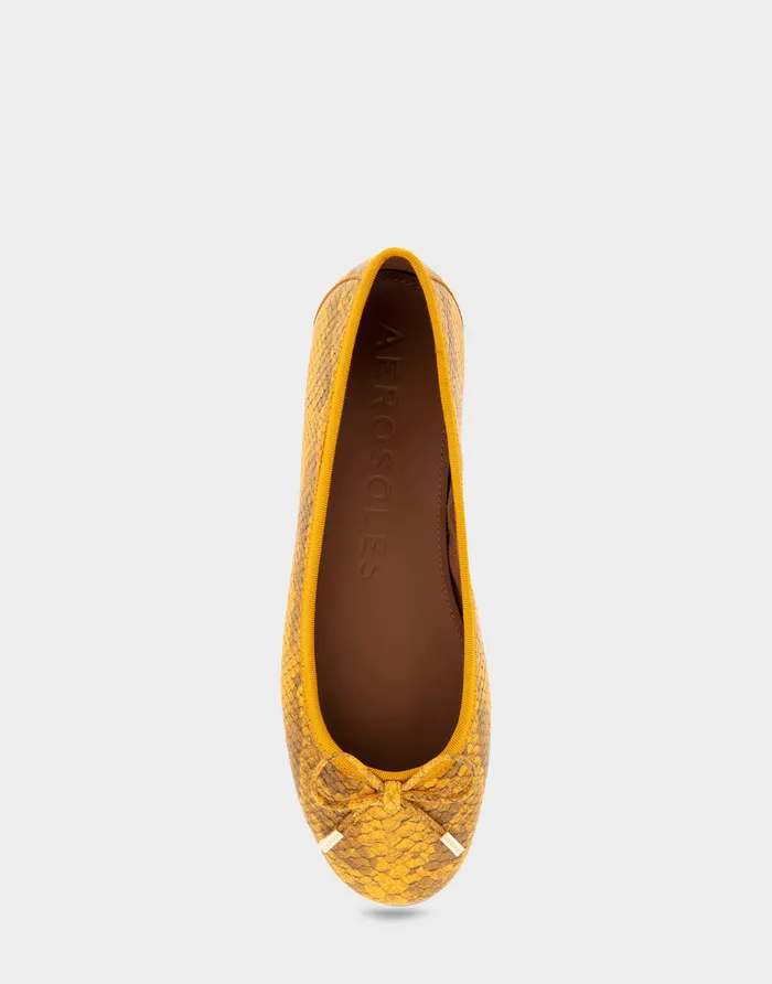 Aerosoles Ballet Comfortable Ballet Flat In Marigold Snake Print Leather Leather 8211 Women