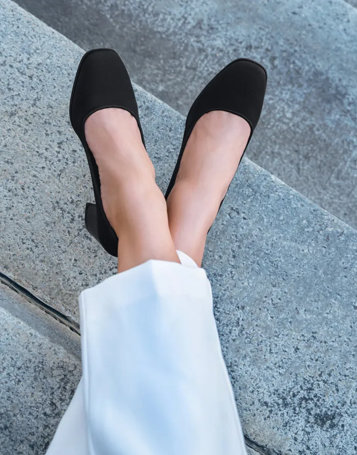Aerosoles Clogs and Mules Comfortable Mid Heel Pump In Black Stretch Fabric Stretch Fabric 8211 Women