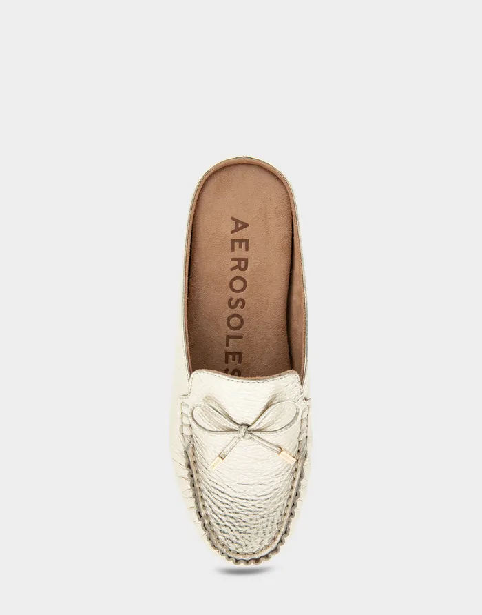 Aerosoles Clogs and Mules Comfortable Slip On Driver In Soft Gold Leather 8211 Women
