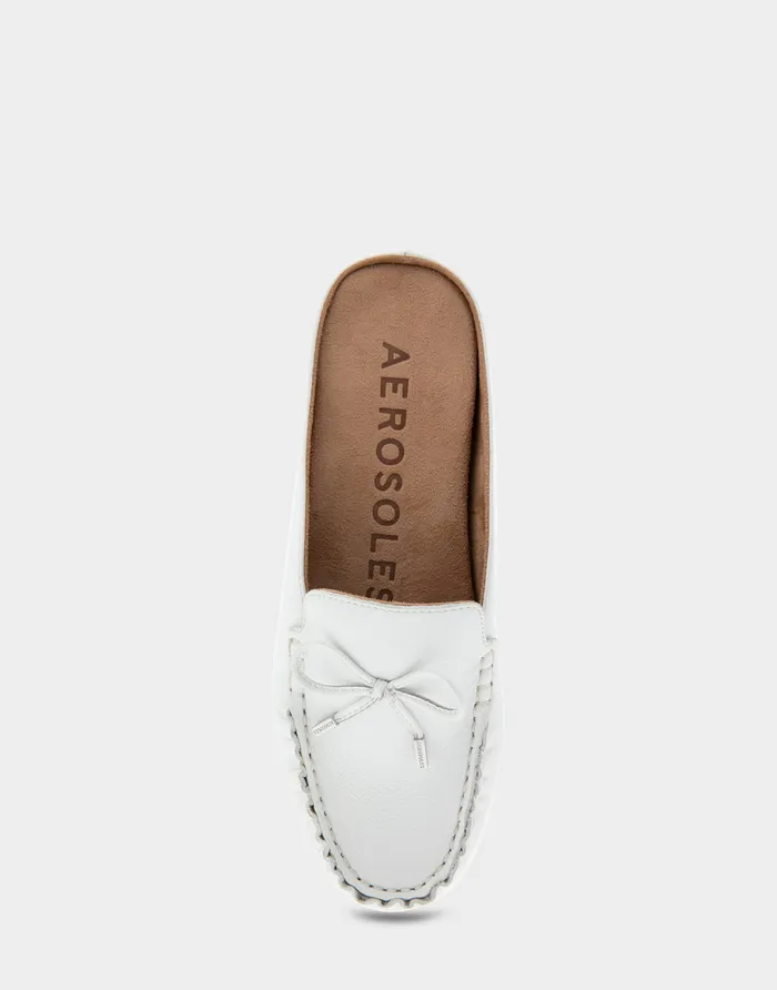 Aerosoles Clogs and Mules Comfortable Slip On Driver In White Leather 8211 Women