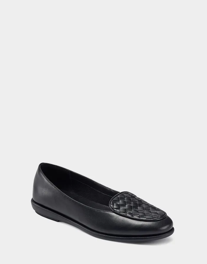 Aerosoles Clogs and Mules Comfortable Woven Plug Loafer In Black Faux Leather 8211 Women Aerosoles Clogs and Mules Comfortable Woven Plug Loafer In Black Faux Leather 8211 Women