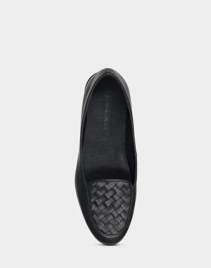 Aerosoles Clogs and Mules Comfortable Woven Plug Loafer In Black Faux Leather 8211 Women