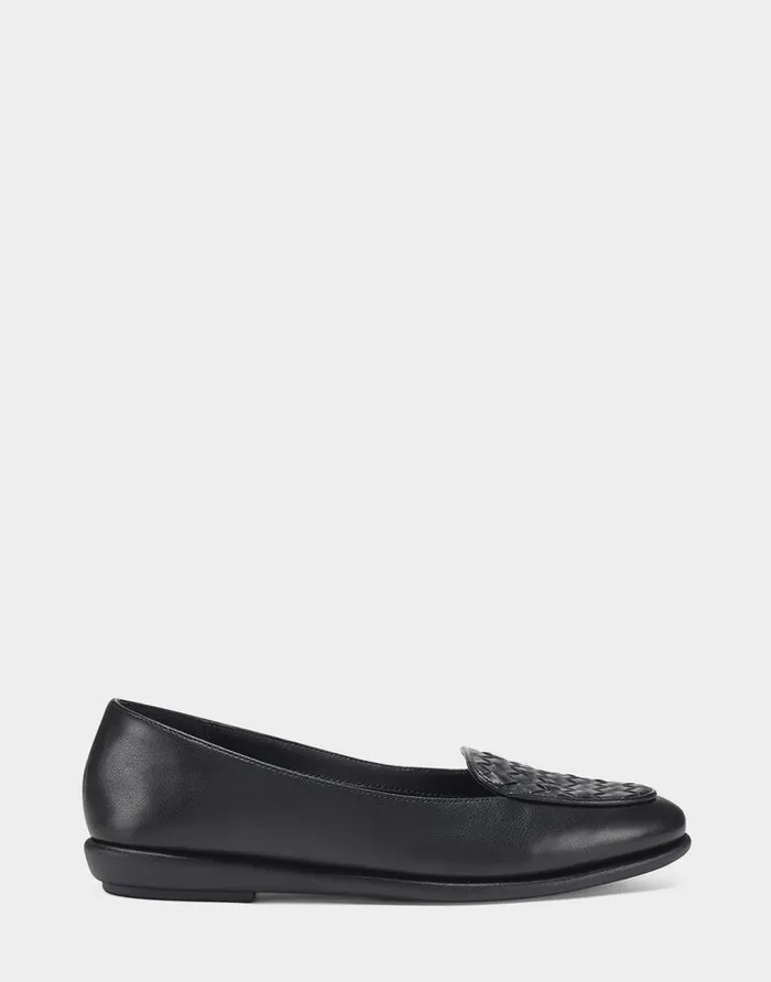 Aerosoles Clogs and Mules Comfortable Woven Plug Loafer In Black Faux Leather 8211 Women