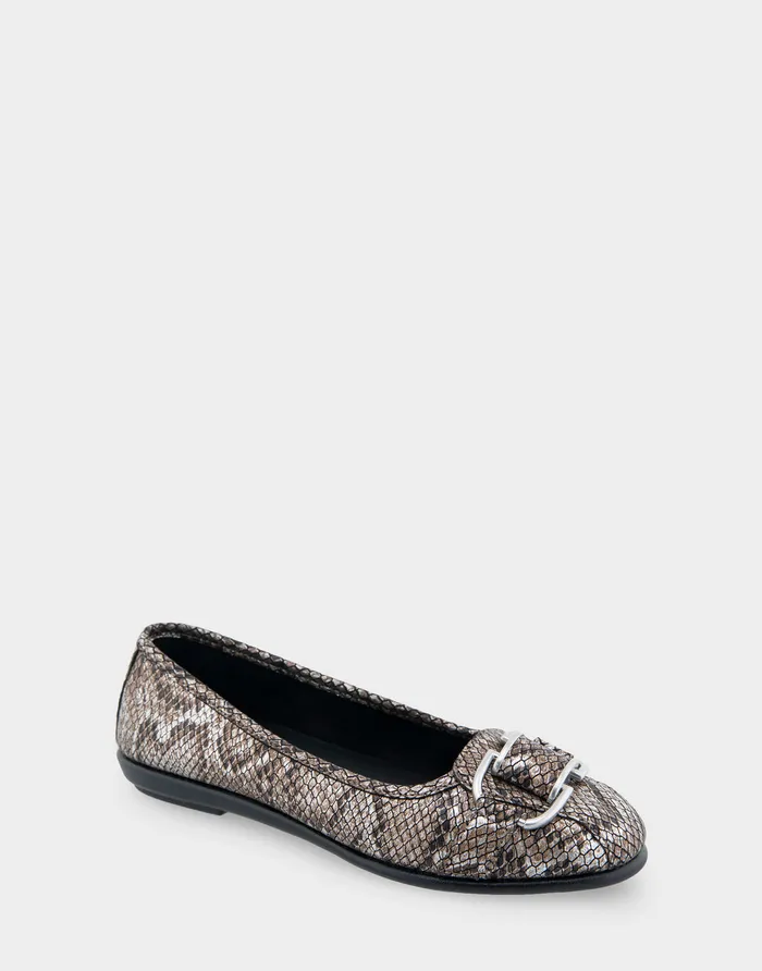 Aerosoles Dress Comfortable Ornamented Flat In Antique Bronze Snake Print Faux Leather Snake Faux Leather 8211 Women