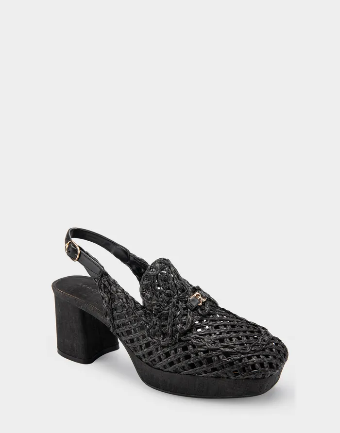 Aerosoles Dress Comfortable Platform Slingback In Black Raffia Fabric 8211 Women