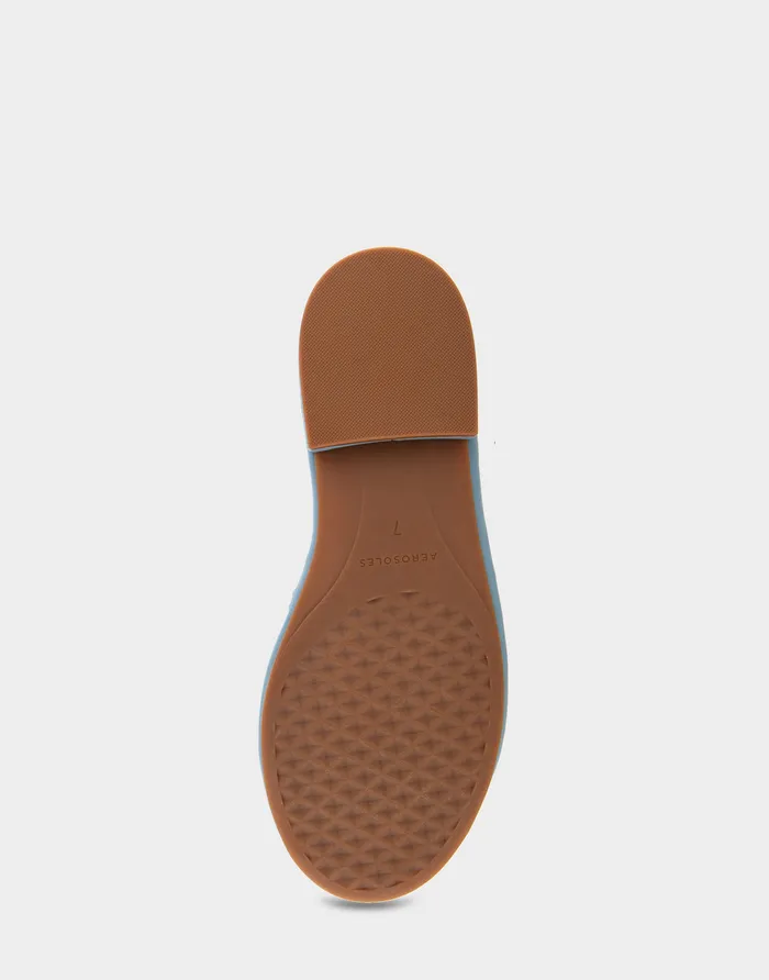Aerosoles Flats Comfortable Debossed Chain Link Slide Sandal In Dusty Blue Leather 8211 Women