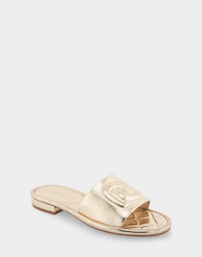 Aerosoles Flats Comfortable Debossed Chain Link Slide Sandal In Soft Gold Faux Leather 8211 Women Aerosoles Flats Comfortable Debossed Chain Link Slide Sandal In Soft Gold Faux Leather 8211 Women