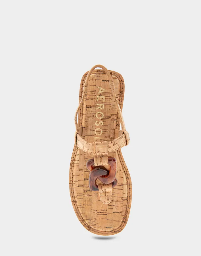 Aerosoles Flats Comfortable Ornamented Slingback Strap Thong Sandal In Cork Cork 8211 Women