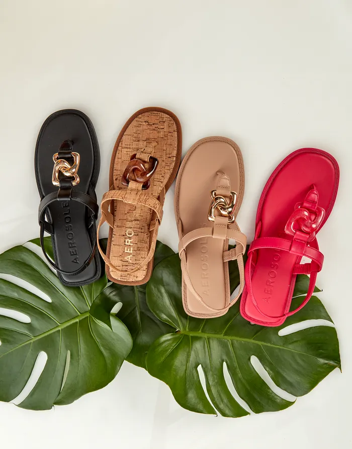 Aerosoles Flats Comfortable Ornamented Slingback Strap Thong Sandal In Cork Cork 8211 Women
