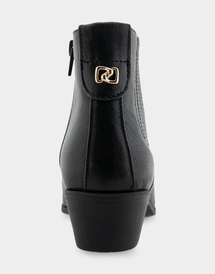 Aerosoles Heeled Boots Comfortable Covered Gore Western Ankle Bootie In Black Waxy Leather Leather 8211 Women