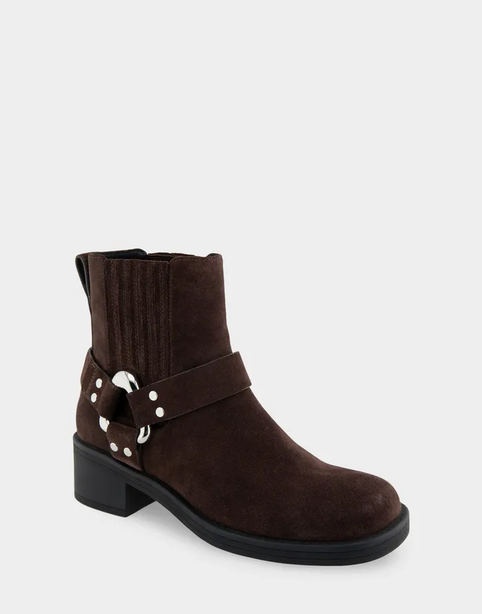 Aerosoles Heeled Boots Comfortable Gored Squared Toe Engineer Bootie In Java Suede Suede 8211 Women Aerosoles Heeled Boots Comfortable Gored Squared Toe Engineer Bootie In Java Suede Suede 8211 Women