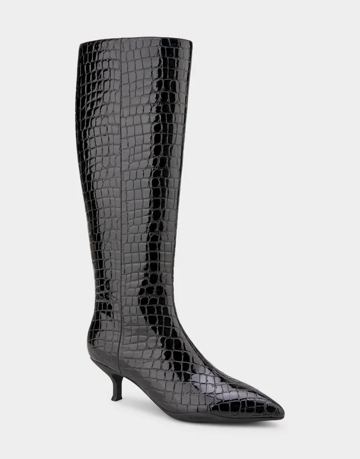 Aerosoles Heeled Boots Comfortable Knee High Point Toe Kitten Heel Boot In Black Jelly Croco Croco Faux Leather 8211 Women Aerosoles Heeled Boots Comfortable Knee High Point Toe Kitten Heel Boot In Black Jelly Croco Croco Faux Leather 8211 Women