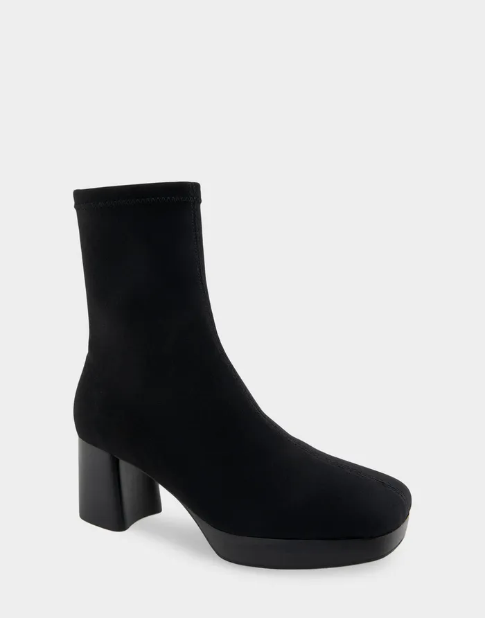 Aerosoles Heeled Boots Comfortable Platform Boot In Black Stretch Gabardine Fabric Fabric 8211 Women Aerosoles Heeled Boots Comfortable Platform Boot In Black Stretch Gabardine Fabric Fabric 8211 Women