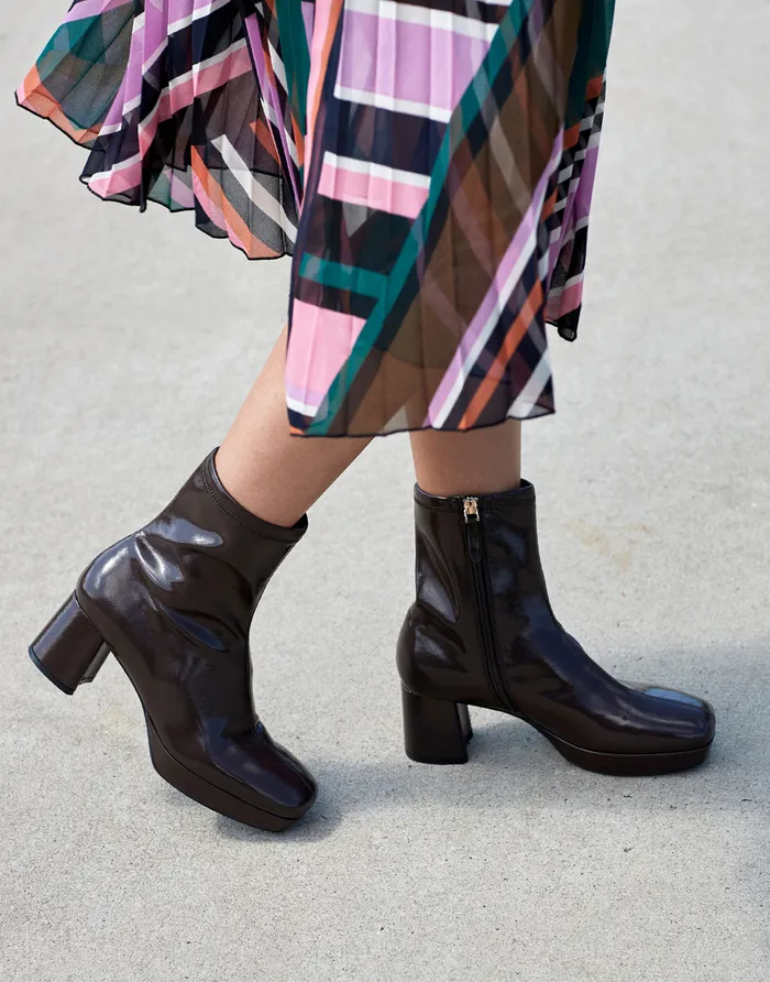 Aerosoles Heeled Boots Comfortable Platform Boot In Java Patent Faux Leather 8211 Women
