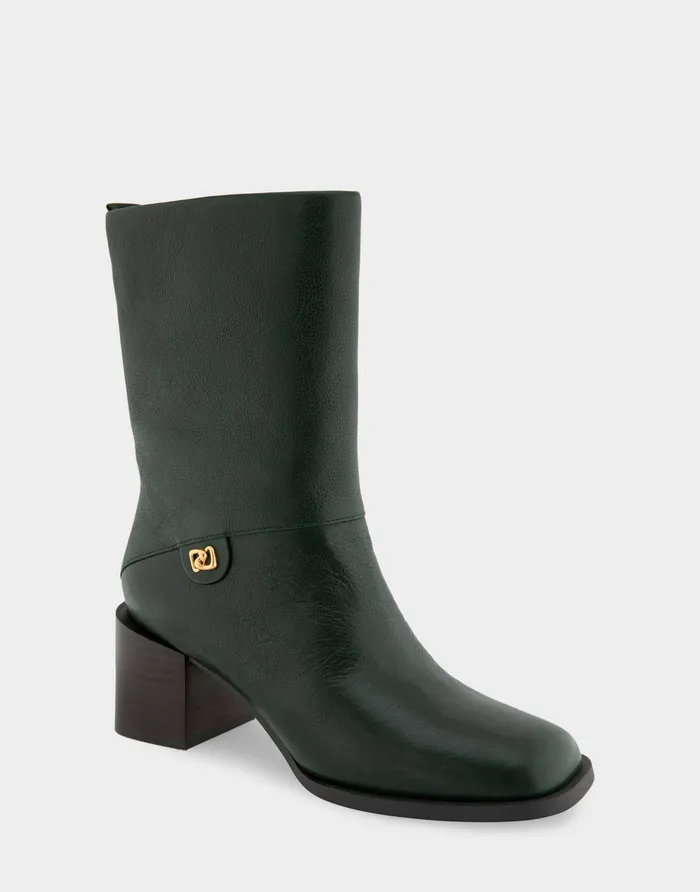 Aerosoles Mid Calf Boots Comfortable Square Toe Slip On Block Heel Mid Calf Bootie In Fir Green Leather Leather 8211 Women Aerosoles Mid Calf Boots Comfortable Square Toe Slip On Block Heel Mid Calf Bootie In Fir Green Leather Leather 8211 Women