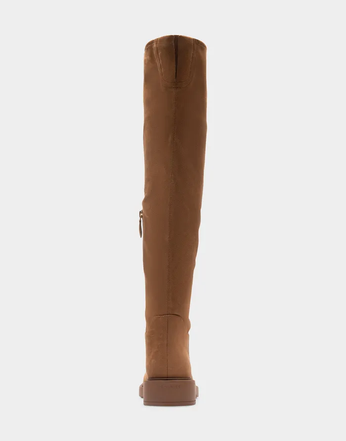 Aerosoles Over The Knee Boots Comfortable Stretch Over The Knee Flat Boot In Tobacco Faux Suede Faux Stretch Suede 8211 Women