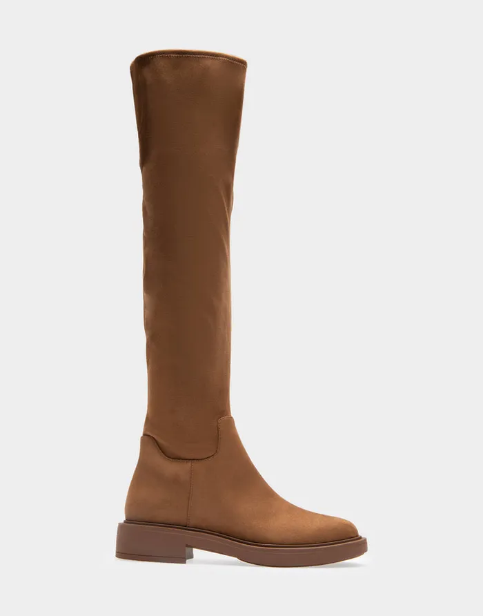 Aerosoles Over The Knee Boots Comfortable Stretch Over The Knee Flat Boot In Tobacco Faux Suede Faux Stretch Suede 8211 Women