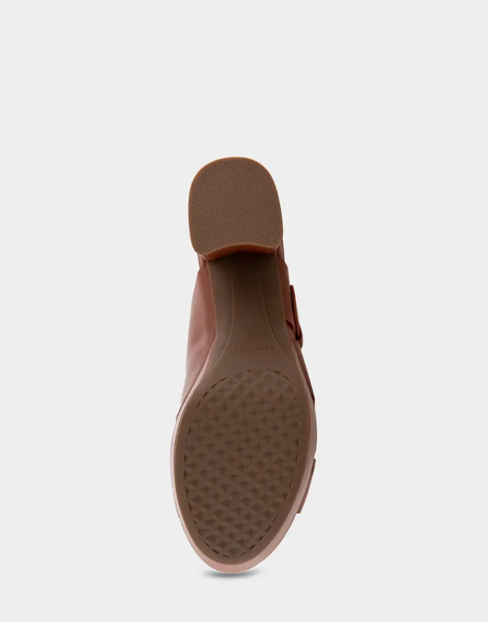 Aerosoles Platforms Comfortable Crisscross Platform Slide Sandal In Gingerbread Leather 8211 Women