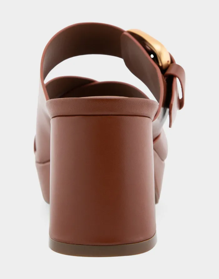 Aerosoles Platforms Comfortable Crisscross Platform Slide Sandal In Gingerbread Leather 8211 Women