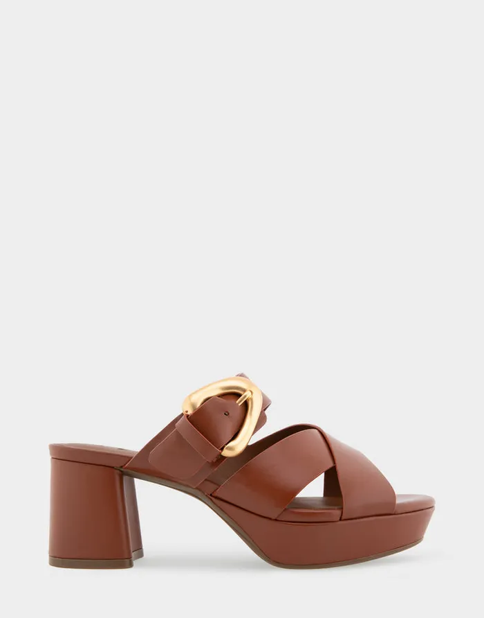 Aerosoles Platforms Comfortable Crisscross Platform Slide Sandal In Gingerbread Leather 8211 Women