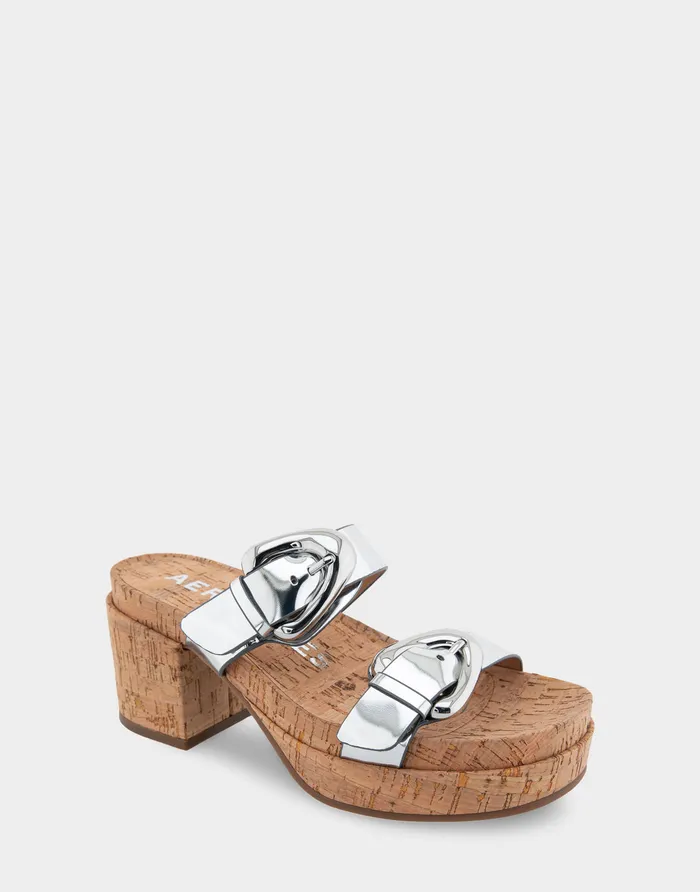 Aerosoles Platforms Comfortable Molded Footbed Platform Slide Sandal In Silver Mirror Metallic Faux Leather 8211 Women Aerosoles Platforms Comfortable Molded Footbed Platform Slide Sandal In Silver Mirror Metallic Faux Leather 8211 Women