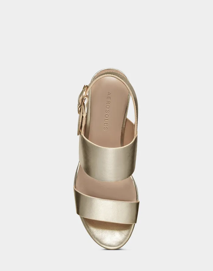 Aerosoles Platforms Comfortable Platform Sandal In Gold Metallic Leather 8211 Women