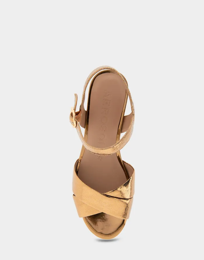 Aerosoles Platforms Comfortable Platform Sandal In Light Bronze Genuine Leather 8211 Women