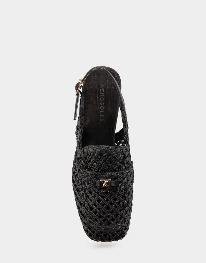 Aerosoles Platforms Comfortable Platform Slingback In Black Raffia Fabric 8211 Women