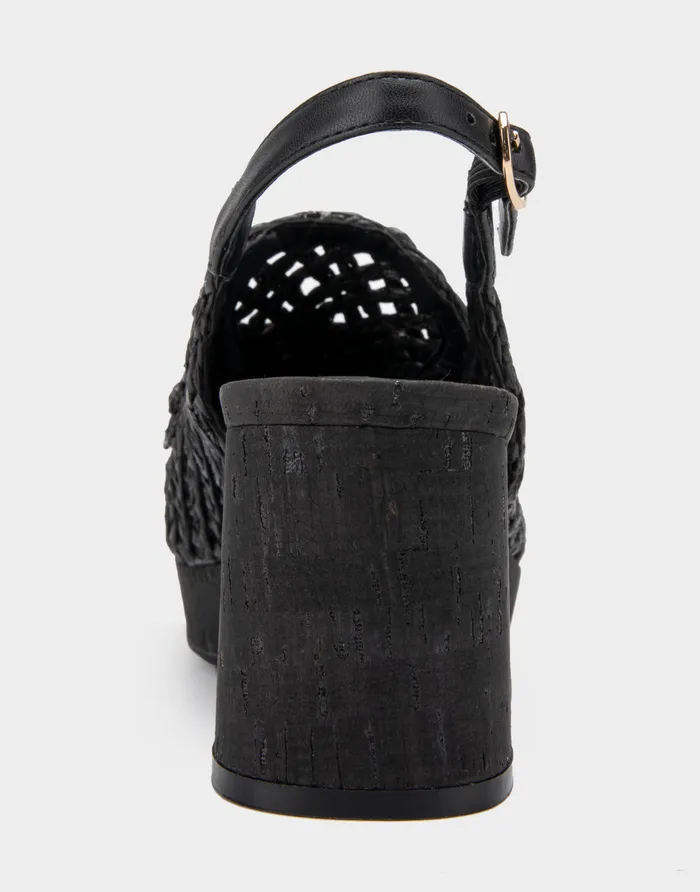 Aerosoles Platforms Comfortable Platform Slingback In Black Raffia Fabric 8211 Women