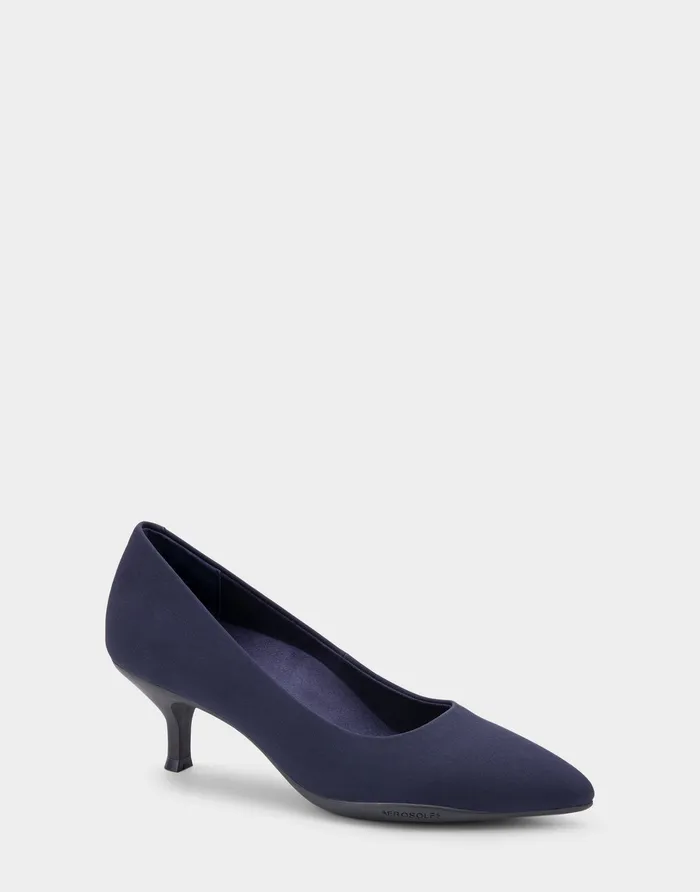 Aerosoles Pumps Comfortable Point Toe Kitten Heel Pump In Navy Stretch Gabardine Fabric 8211 Women Aerosoles Pumps Comfortable Point Toe Kitten Heel Pump In Navy Stretch Gabardine Fabric 8211 Women