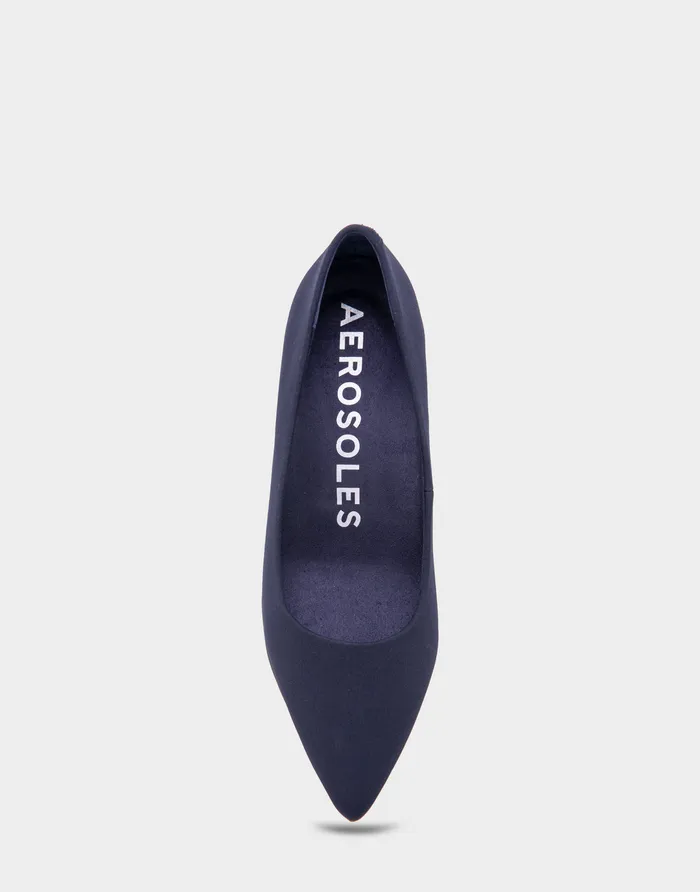 Aerosoles Pumps Comfortable Point Toe Kitten Heel Pump In Navy Stretch Gabardine Fabric 8211 Women