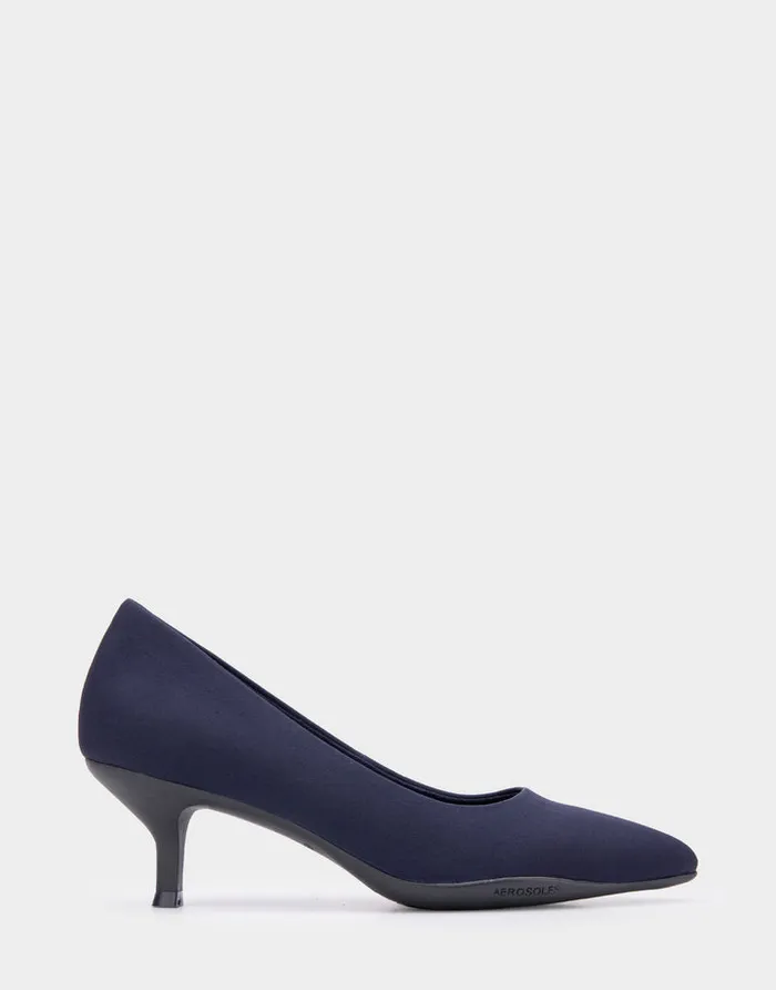 Aerosoles Pumps Comfortable Point Toe Kitten Heel Pump In Navy Stretch Gabardine Fabric 8211 Women